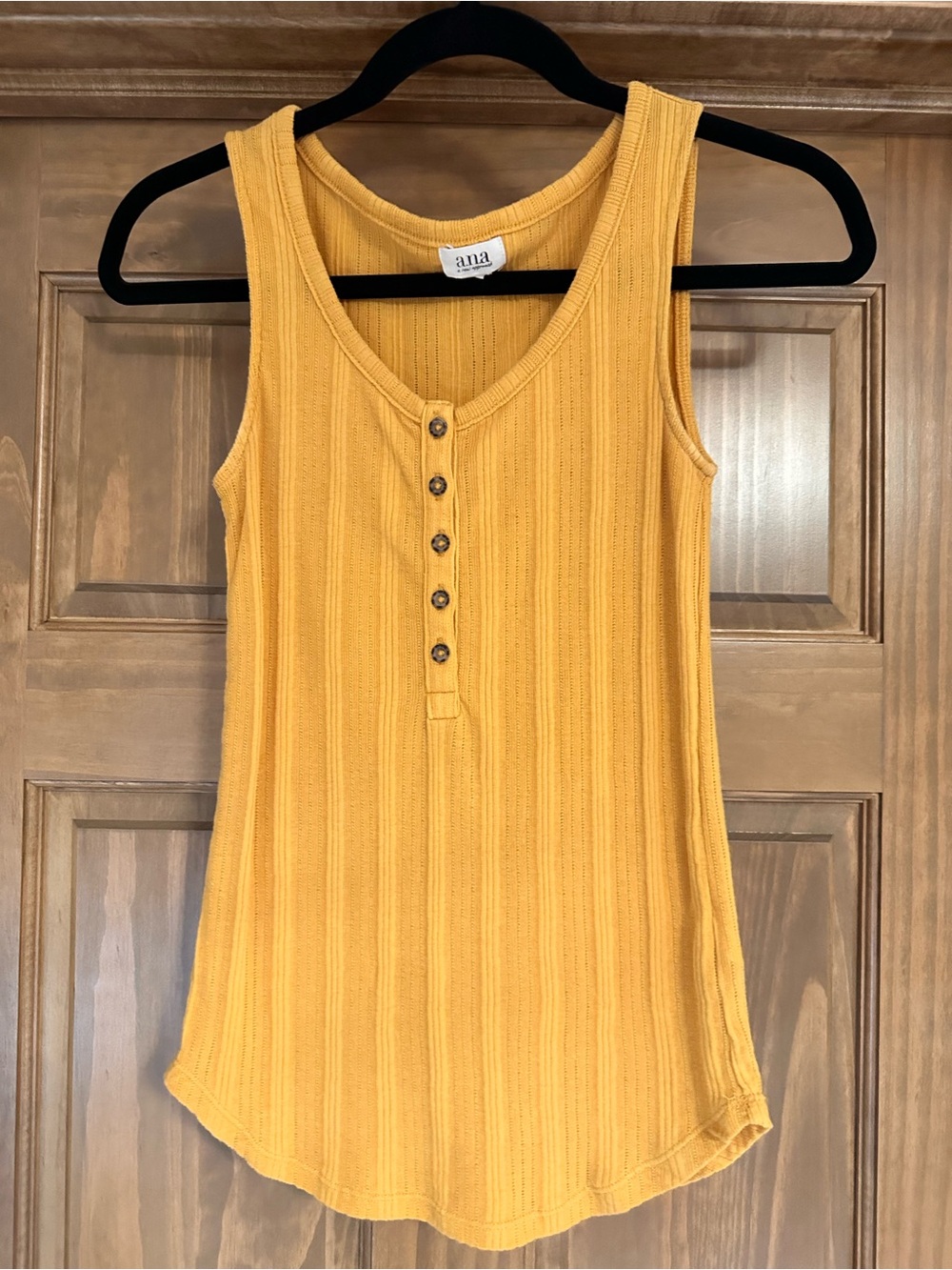 a.n.a Ribbed Henley Tank in Mustard Yellow